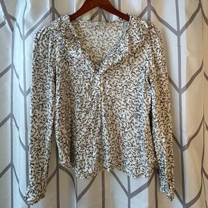 LOFT Patterned Blouse - White and Brown